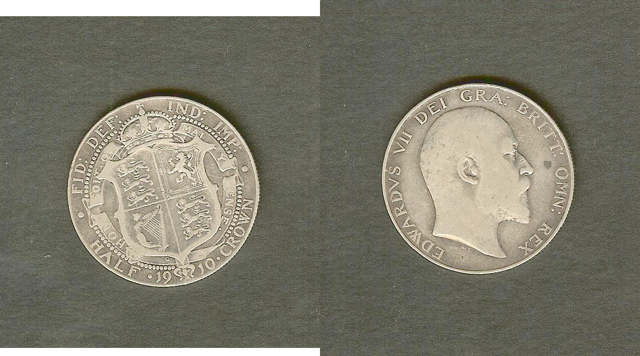 ROYAUME-UNI 1/2 crown Edouard VII 1910 TB+ à TTB-